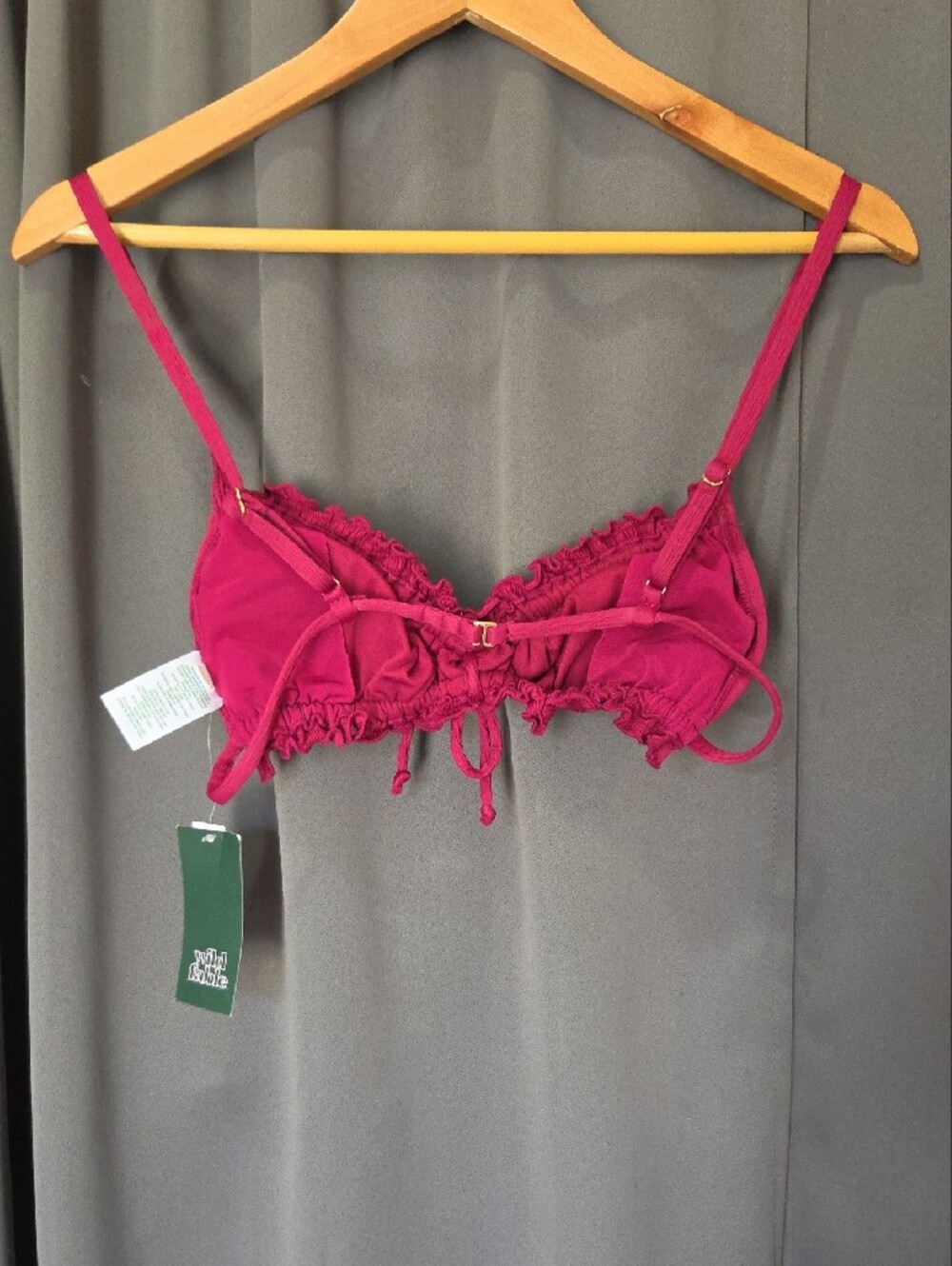 Women's Ruffled Tie-Front Swim Bralette - Raspberry Pink - Picture 3 of 8